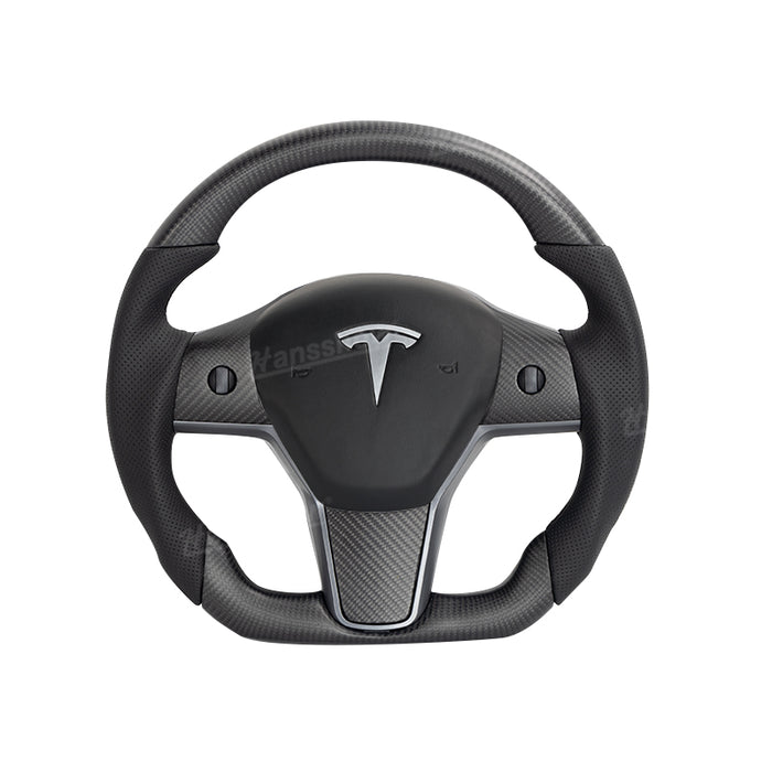 Model 3/Y Carbon Fiber Steering Wheel WIth Perforated leather Real Carbon Fiber