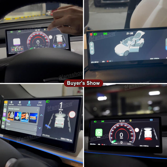 Tableau de bord intelligent Hansshow Model 3/Y F9 avec écran tactile de 9 pouces Carplay/Android Auto avec caméra frontale 