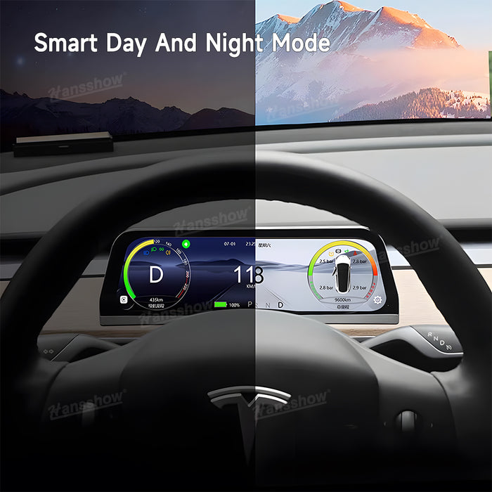 Écran tactile de mise à niveau en ligne OTA de 9,6 pouces pour le groupe d'instruments Tesla Model Y/3/3 Highland Head Up Carplay F96 | Hansshow