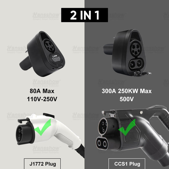 CCS1 x J1772 2-in-1 Charging Adapter for Model 3/Y(After Feb.2020 and 19-22 Original Supports CCS1)