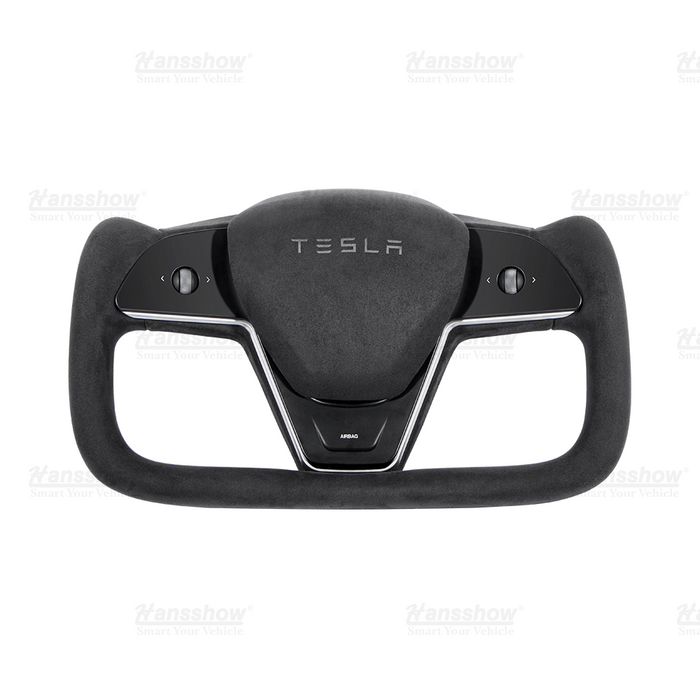 Volant Tesla Model 3/Y en Alcantara noir (design inspiré du modèle X/S Yoke)