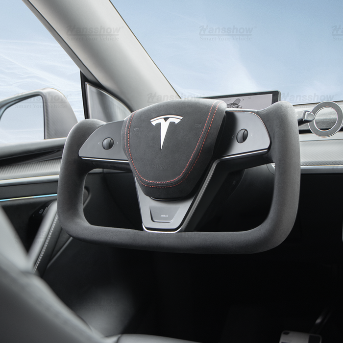 Tesla Model 3/Y Alcantara Black Yoke Steering Wheel (Design Inspired by Model X/S Yoke)