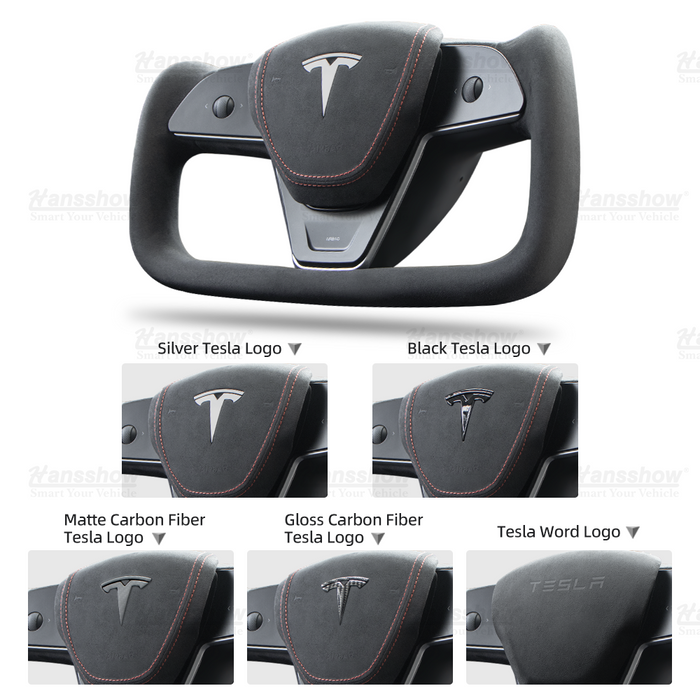 Volant Tesla Model 3/Y en Alcantara noir (design inspiré du modèle X/S Yoke)