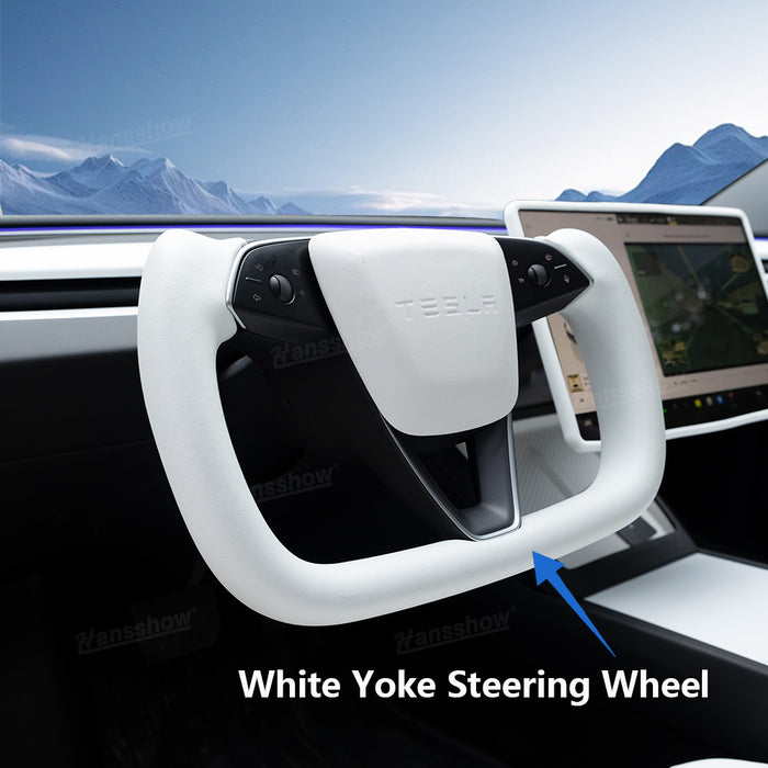 Tesla Model 3 Highland White Interior Set Decoration With White Yoke Steering Wheel |Hansshow