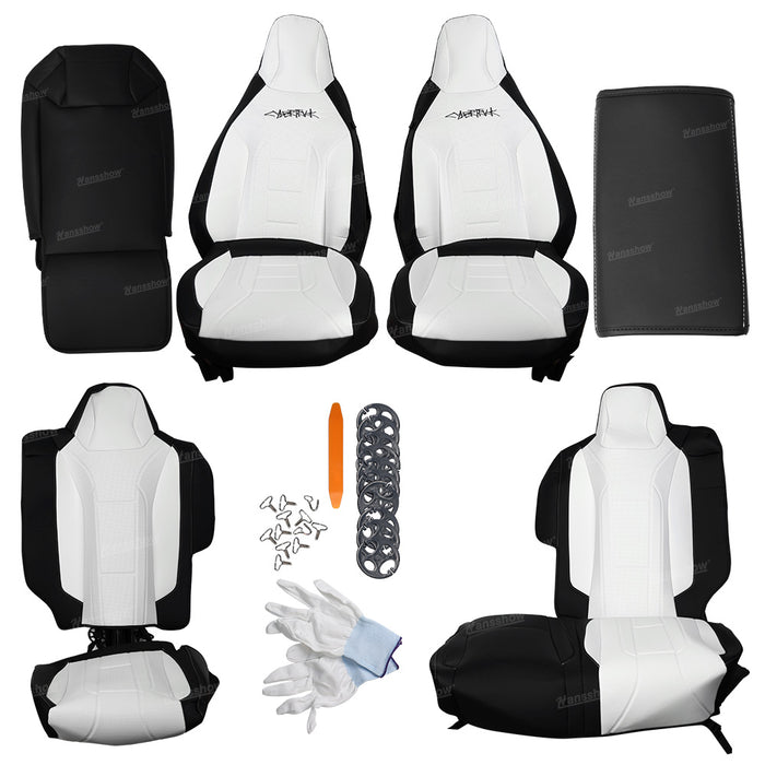 Tesla Cybertruck Seat Cover Full Set  NAPPA Leather Full Wrapping Edge Interior Accessories Black And White|Hansshow