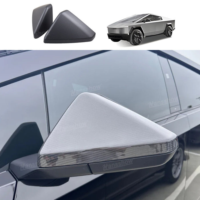 Tesla Cybertruck Real Carbon Fiber Side View Mirror Cap Overlays Rearview Cover Protection 2PCS Left & Right|Hansshow