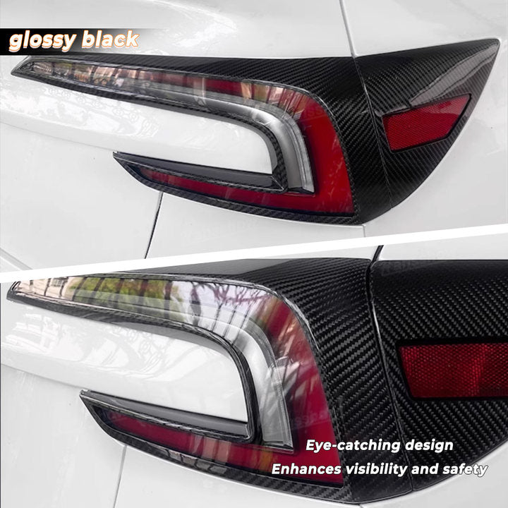 Tesla model 3 Highland Real Carbon Fiber Tail Light Frame Trim Rear Light Lamp Decorative Cover Brake Lamp Bezel|Hansshow