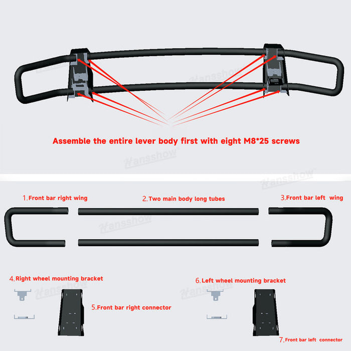 Tesla Cybertruck Front Bumper Bar Steel Guard-Q235 Front Bumper Black Texture|Hansshow