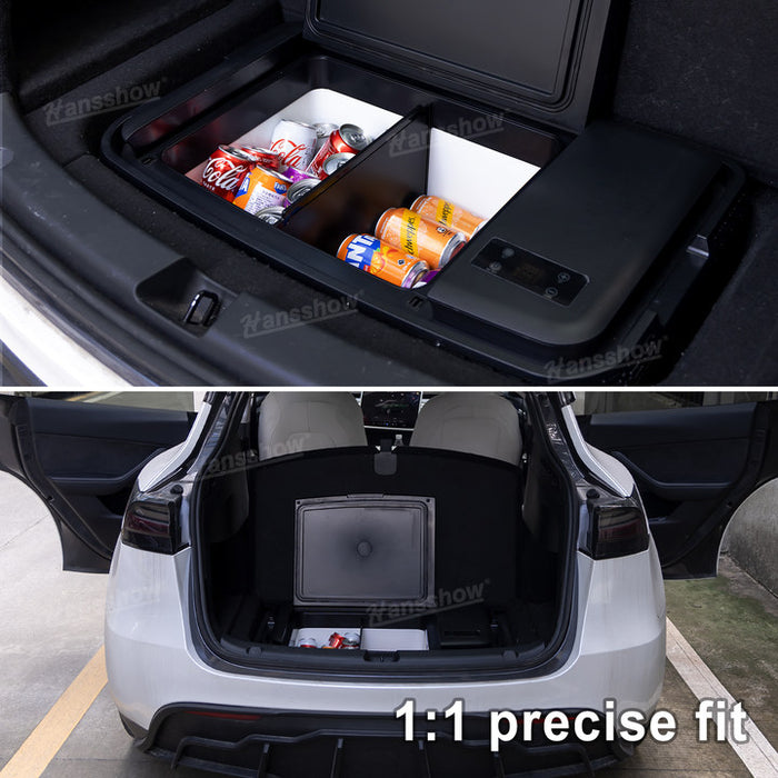 Refrigerador Tesla modelo Y, 35L, control por aplicación, frigorífico para maletero, congelador para coche, para viajes al aire libre, Camping | Hansshow