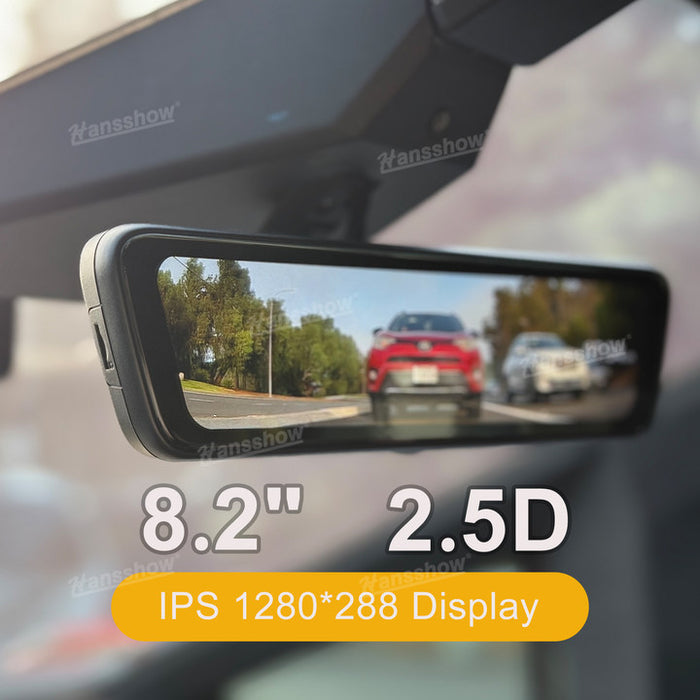 Tesla Cybertruck Media Espejo retrovisor 8,2 "Grabadora de doble canal Accesorios interiores electrónicos | Hansshow