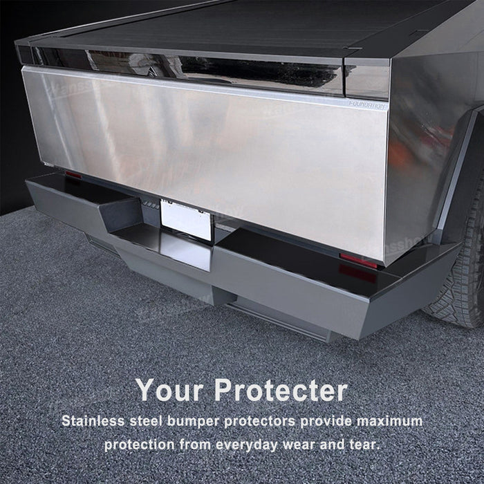 Tesla Cybertruck Stainless Steel Rear Bumper Protector Truck Bed Tailgate Step Covers|Hansshow