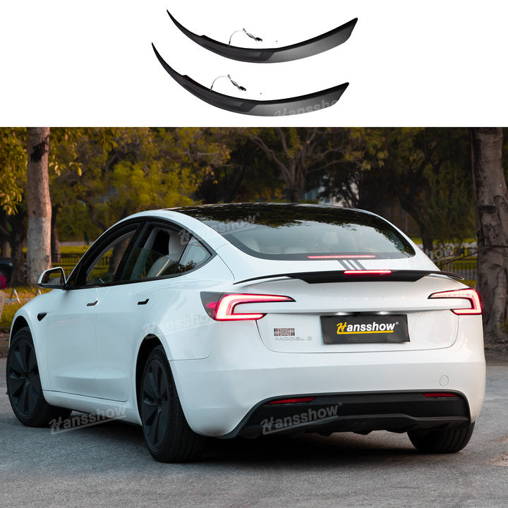 Tesla Model Y/3/3 Highland ABS Tail Spoiler Wing Rear Trunk Lip Lid With Middle Brake Light|Hansshow