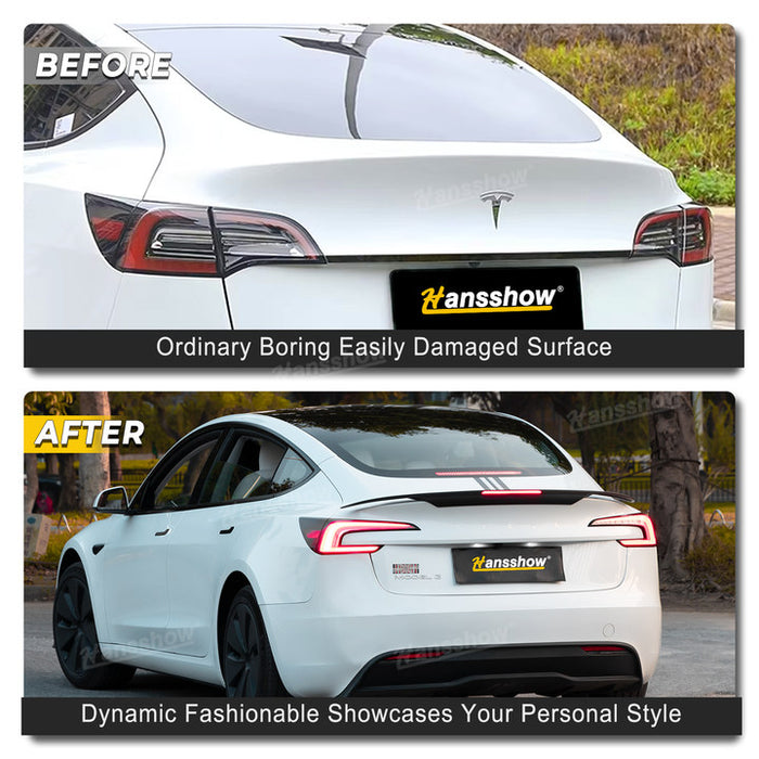 Tesla Model Y/3/3 Highland ABS Tail Spoiler Wing Rear Trunk Lip Lid With Middle Brake Light|Hansshow