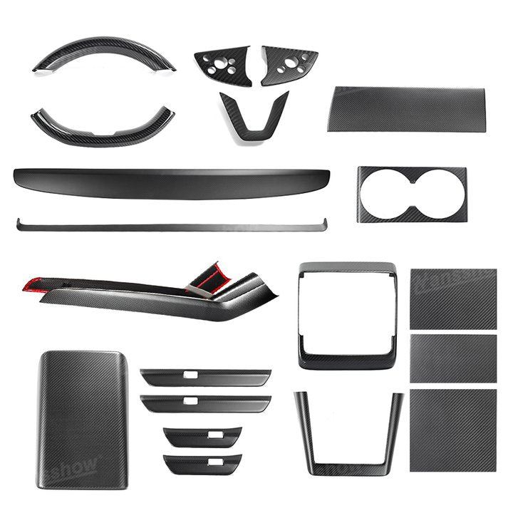 Tesla Model 3 Highland Full Interior Carbon Fiber Upgrade Kit Real Dry Molded Carbon Fiber Cover Wrap Protection | Hansshow