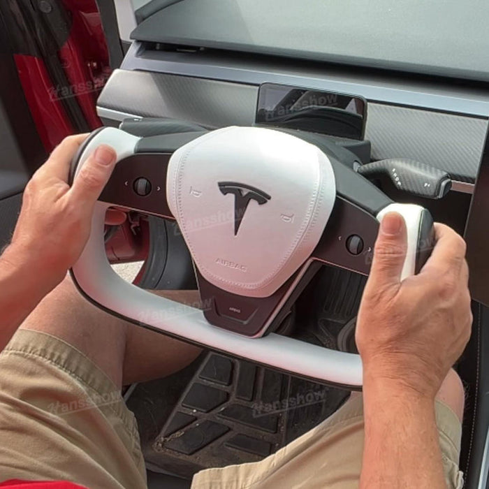 Volant de style Yoke modèle 3/Y noir/blanc pour Tesla