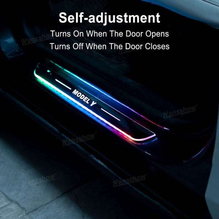 Tesla Model Y/3 Magnetic Induction Illuminated Pedal Welcome Light Illuminated Door Sills|Hansshow