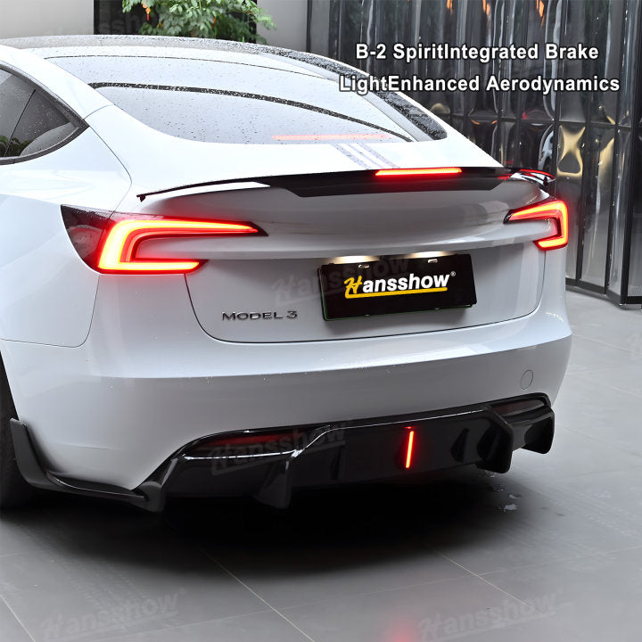 Tesla Model 3 Highland ABS Tail Spoiler Wing Rear Trunk Lip Lid With Middle Brake Light|Hansshow