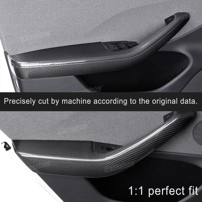 Tesla Model 3 Highland Real Carbon Fiber Front & Rear Door Armrest Overlays Cover|Hansshow