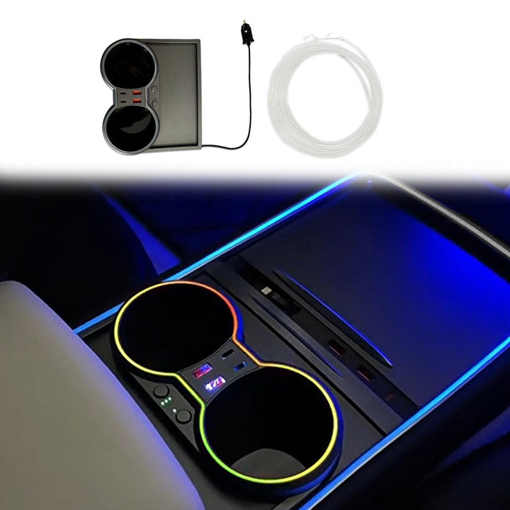 Tesla Model Y/3 Center Console Ambient Light with Cup Holder HUB Adapter Kits Tesla Air Freshener|Hansshow