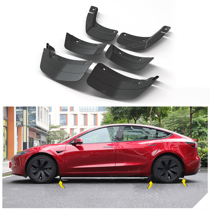 Tesla Model 3 Highland Mud Flaps Front and Rear Splash Guards Mudguard Mudflaps Car Accessories(Upgraded Version 6 pcs)|Hansshow