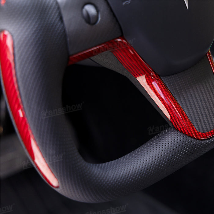 Model Y/3 Yoke Style Steering Wheel With Red Sport Style/Red Column Gear Shift Cover