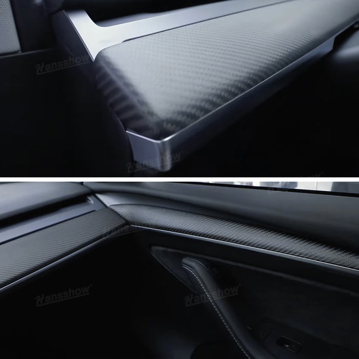 Real Carbon Fiber Dashboard Cover Front Door Trim Panel Caps for Model 3/Y