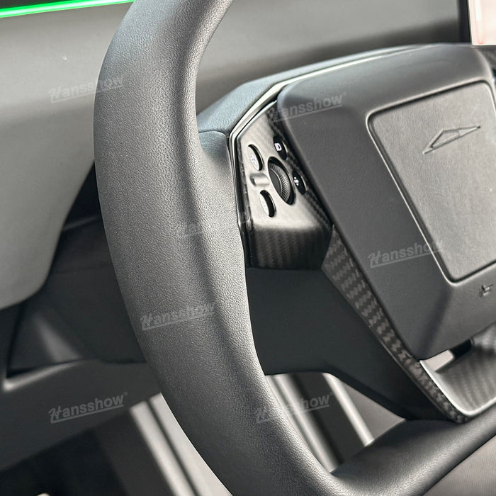 Tesla Cybertruck Real Carbon Fiber Steering Wheel Cover Decoration Protective | Hansshow