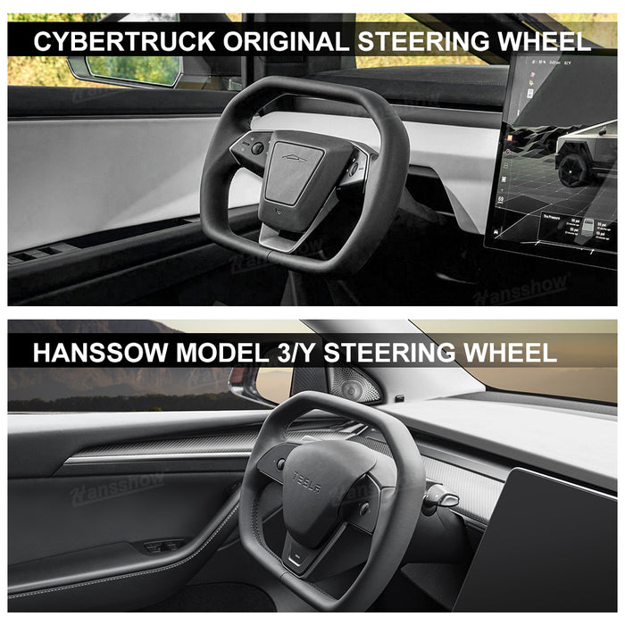 Hansshow Cybertruck Style Steering Wheel for Tesla Model 3 & Y CyberWheel Inspired by Cybertruck