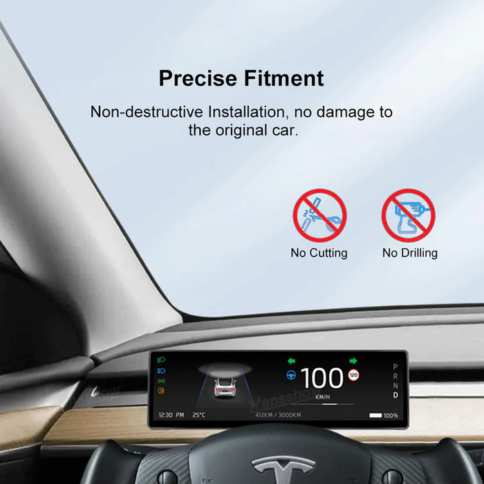 Tableau de bord avec écran tactile F888 de 8,8 pouces pour Tesla Model 3/Y et grille d'aération intégrée