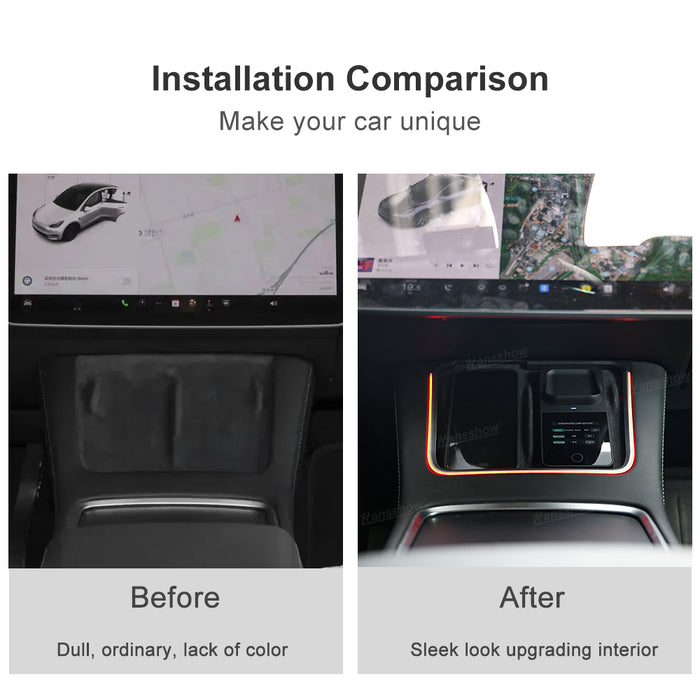 Chargeur sans fil pour Tesla Model 3 et Y avec éclairage ambiant LED Console centrale Chargeur de téléphone