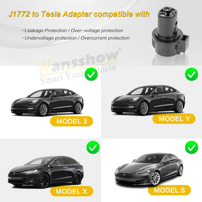 Hansshow J1772 To Tesla Adapter 80A 250V For Tesla Model 3 Y X S (Charging Adapter with Lock)