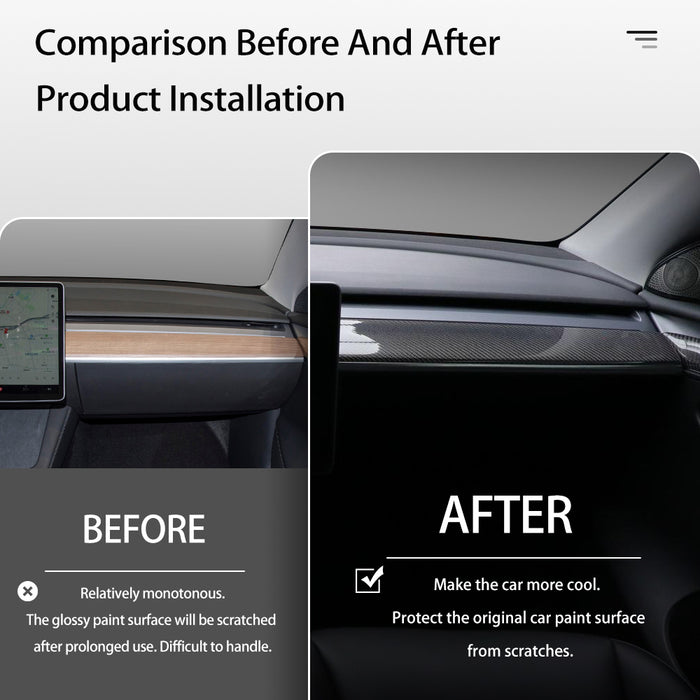 Real carbon fiber  dashboard install comparision