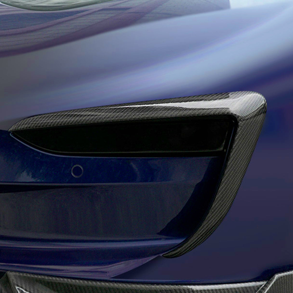 Black fog light trim cover for model 3