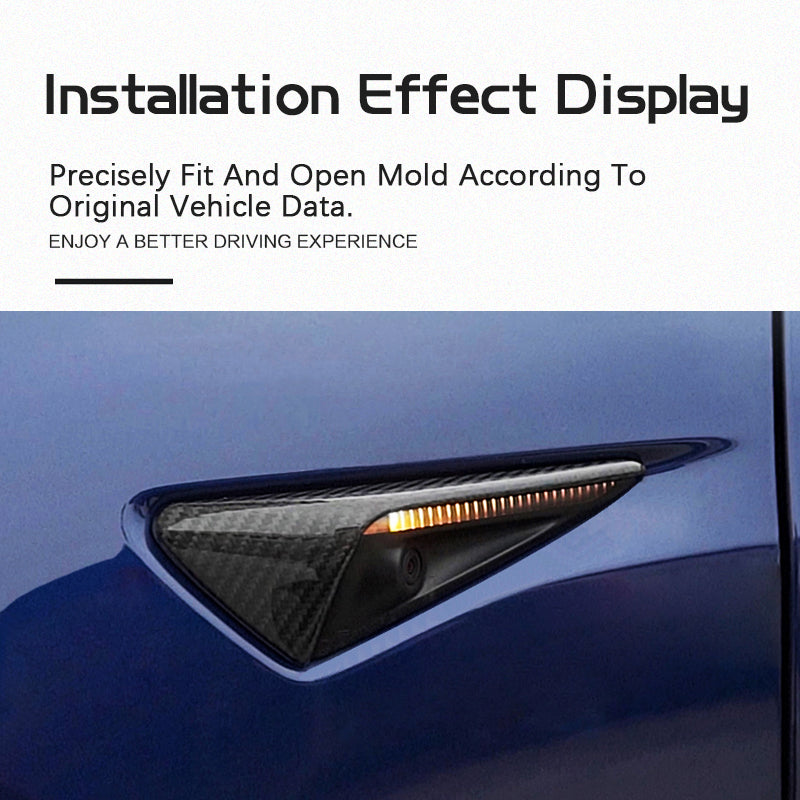 JDMON Seitliche Kamera-Abdeckung aus echter Karbonfaser, kompatibel mit  Tesla Model 3 2017–2023 Modell Y 2020–2023,  Seitenkamera-Blinker-Abdeckungen