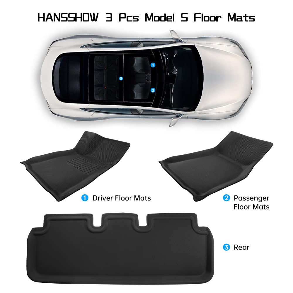 3 pcs model s floor mats