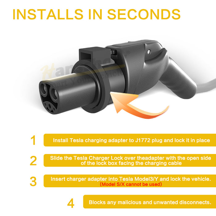 Hansshow J1772 To Tesla Adapter 80A 250V For Tesla Model 3 Y X S (Charging Adapter with Lock)