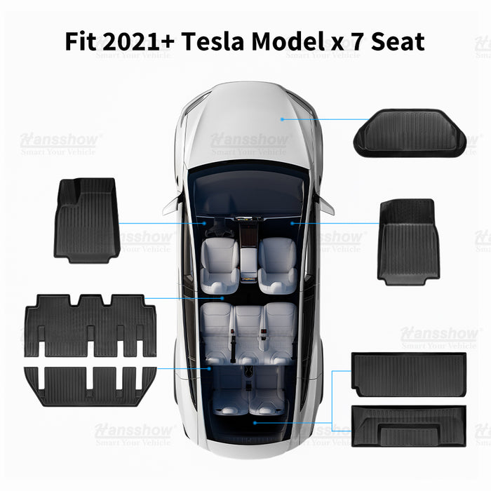 Hansshow Tesla Model X 2021+ Waterproof Floor Mats +Trunk&Frunk Floor Liners