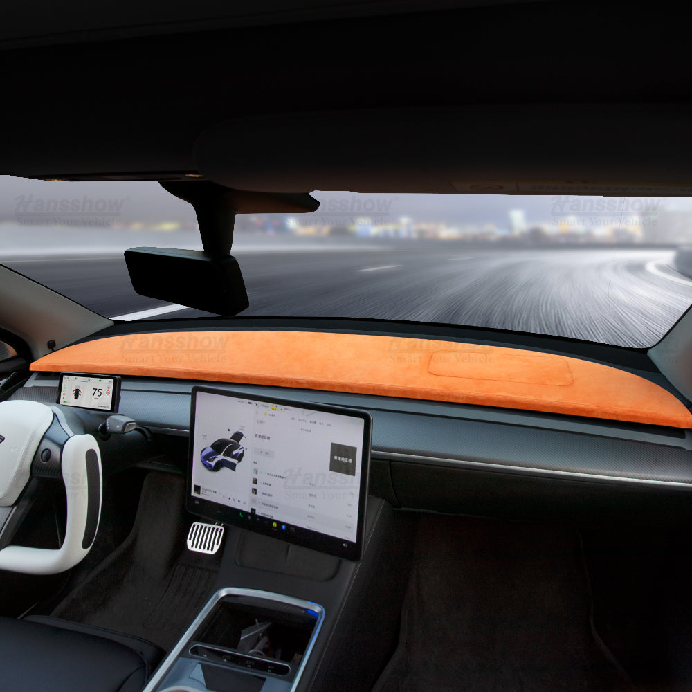 Alcantara Dashboard Protective Hard Covers For Tesla Model Y 2020