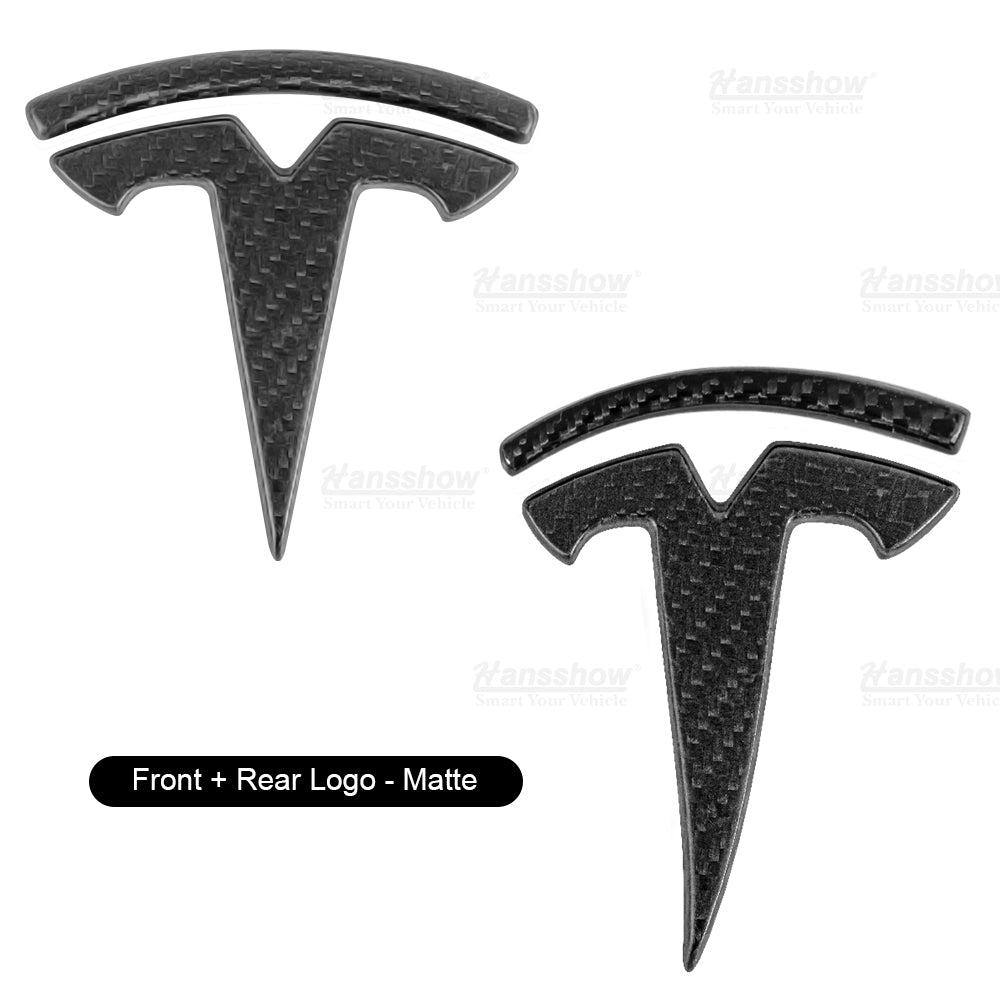 Real Carbon Fiber Tesla Emblem Model Y Matte (Front & Rear) 